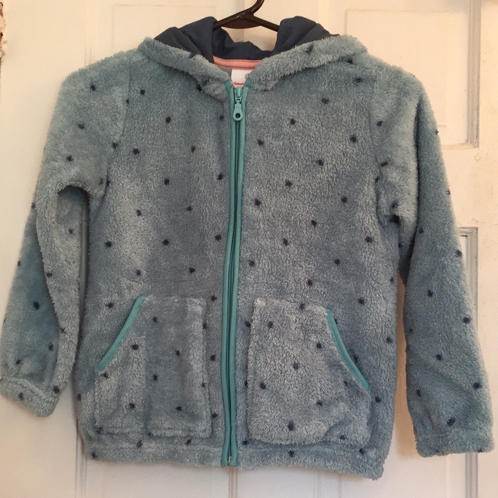 NWT Hanna Andersson girls teal fleece hoodie jacket in 6-7